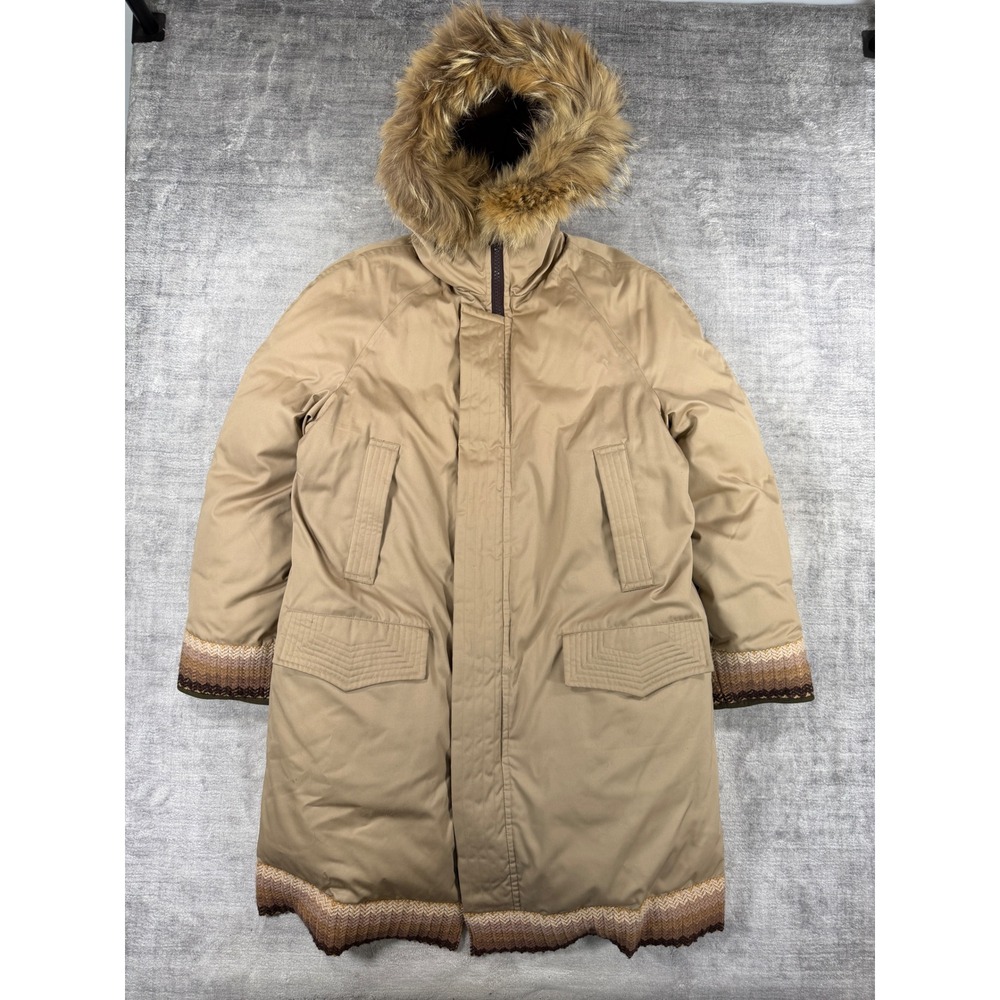 Imperial Jacket Men 42 Tan Vintage Down Filled Fur Hood Knit Trim Winter Parka